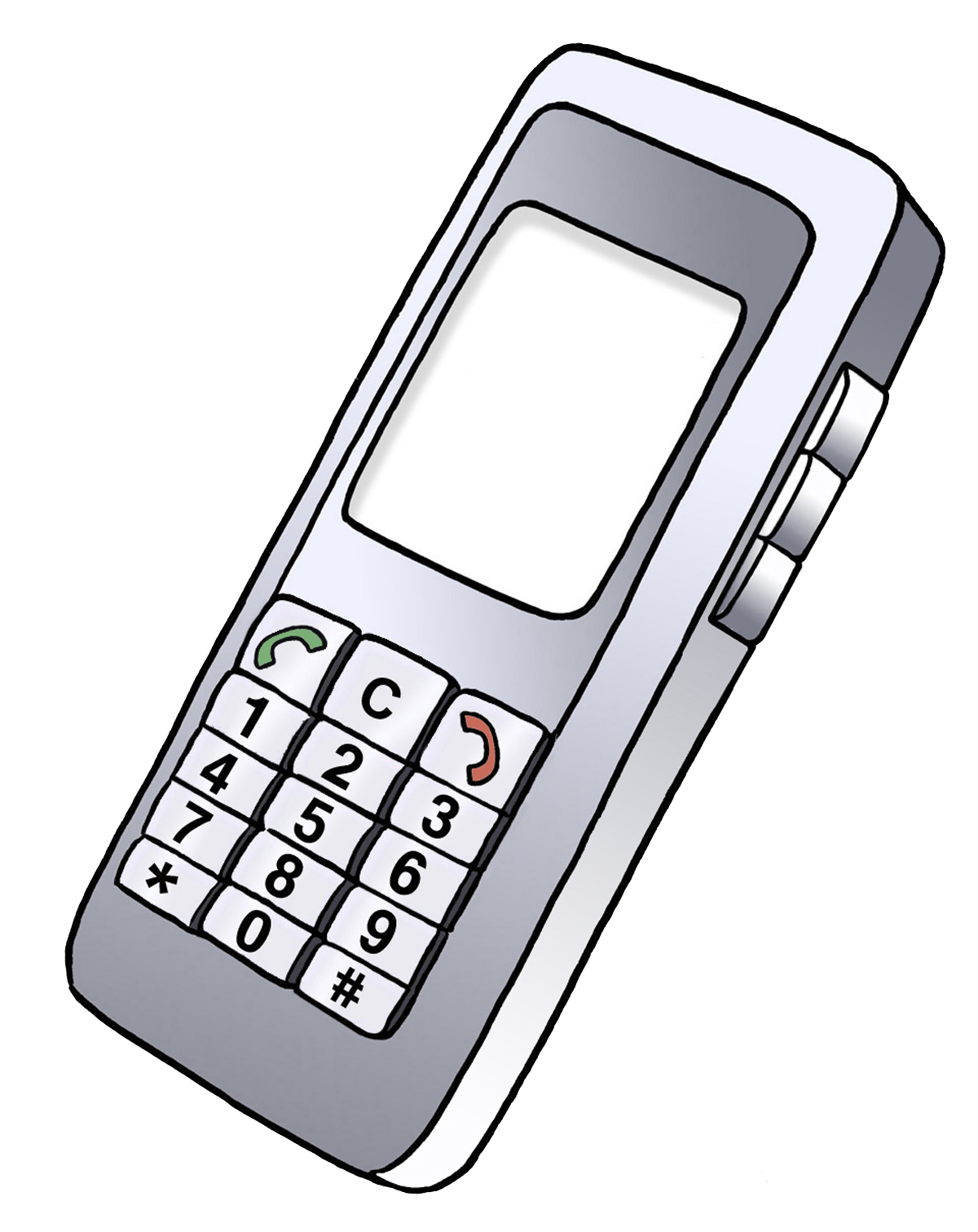 eine Zeichnung von einem Tastenhandy